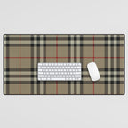 Luxury Beige Tartan Plaid Pattern Desk Mat Gallery Image 1