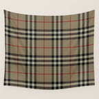 Luxury Beige Tartan Plaid Pattern Wall Tapestry Gallery Image 4