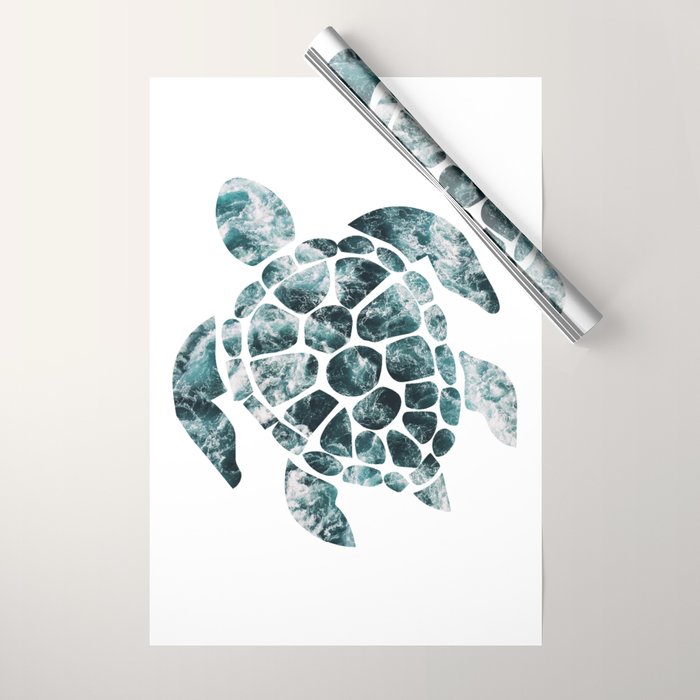Sea Turtle - Turquoise Ocean Waves Wrapping Paper Gallery Image 1