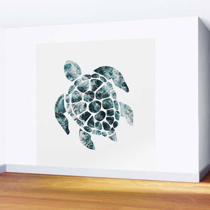 Sea Turtle - Turquoise Ocean Waves Wall Mural Gallery Image 2