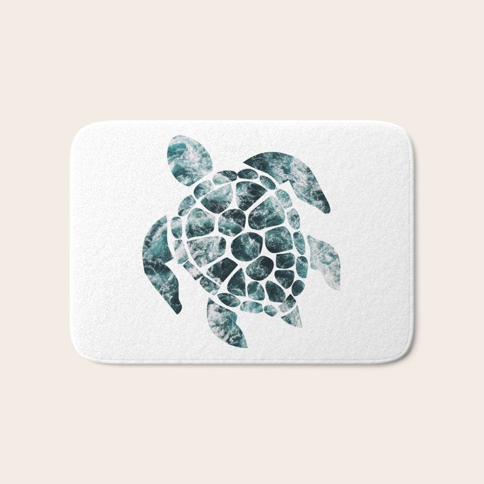 Sea Turtle - Turquoise Ocean Waves Bath Mat Gallery Image 1