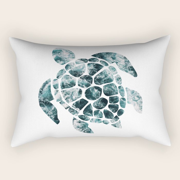 Sea Turtle - Turquoise Ocean Waves Rectangular Pillow Gallery Image 2