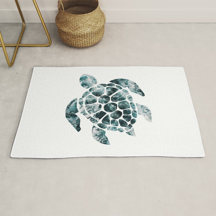 Sea Turtle - Turquoise Ocean Waves Rug Gallery Image 1