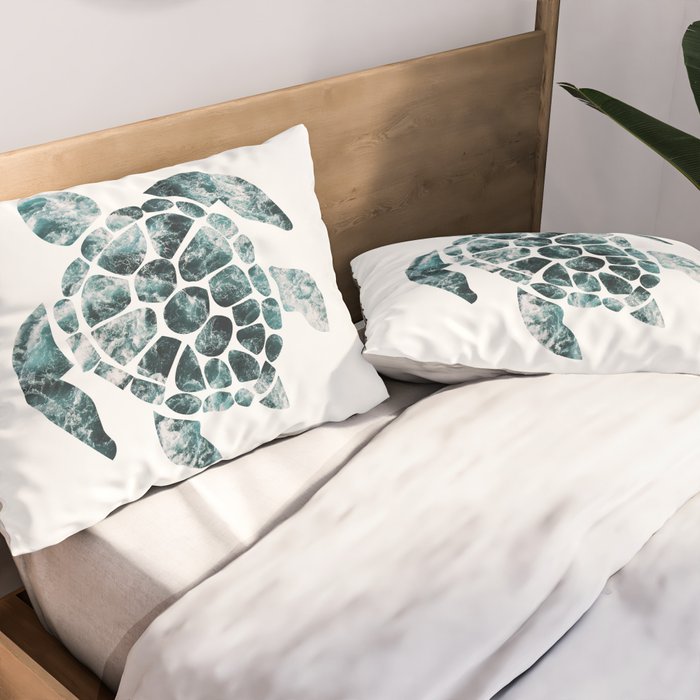 Sea Turtle - Turquoise Ocean Waves Pillow Sham Gallery Image 2