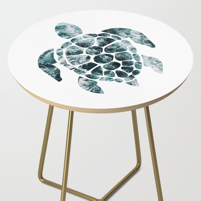 Sea Turtle - Turquoise Ocean Waves Side Table Gallery Image 2