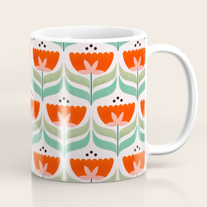 Retro Tulips Pattern Coffee Mug Gallery Image 1