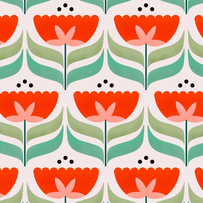 Retro Tulips Pattern Coffee Mug Gallery Image 2