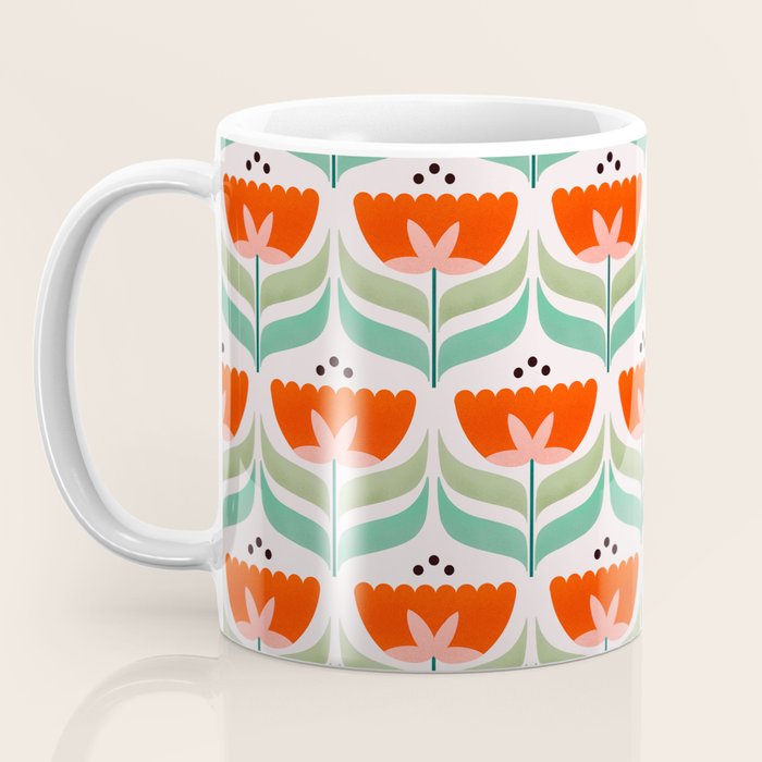 Retro Tulips Pattern Coffee Mug Gallery Image 3
