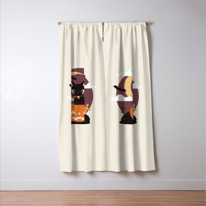 Spooky Cat on a Pumpkin Window Curtain Gallery Image 3