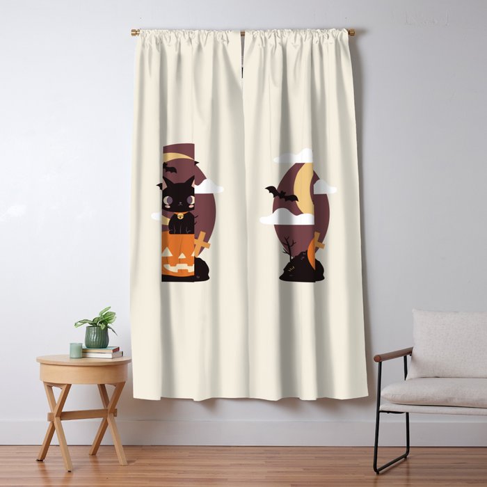 Spooky Cat on a Pumpkin Window Curtain Gallery Image 5