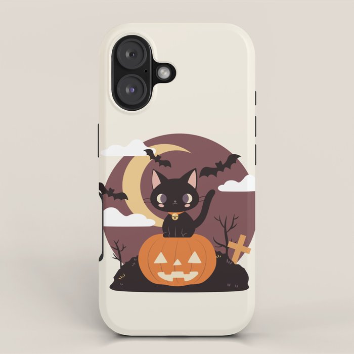 Spooky Cat on a Pumpkin iPhone Case Gallery Image 1