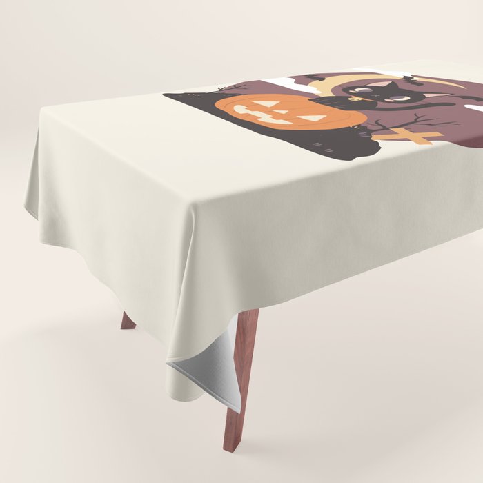 Spooky Cat on a Pumpkin Tablecloth Gallery Image 1