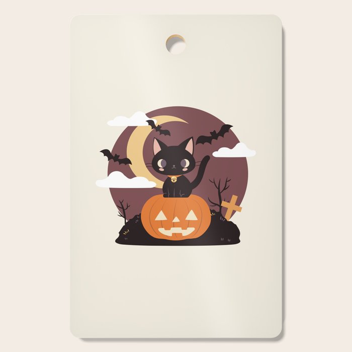 Spooky Cat on a Pumpkin Cutting Board Gallery Image 1