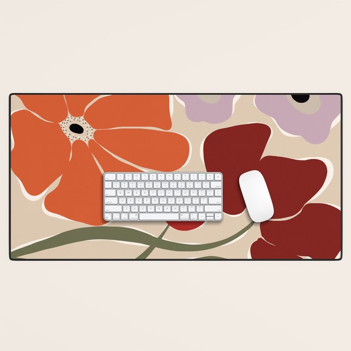 abstract flower retro flow art print  Desk Mat Gallery Image 1