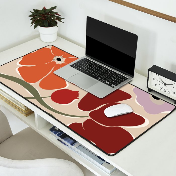 abstract flower retro flow art print  Desk Mat Gallery Image 2