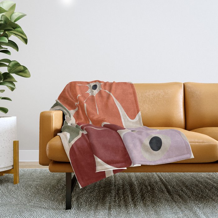 abstract flower retro flow art print  Throw Blanket Gallery Image 1