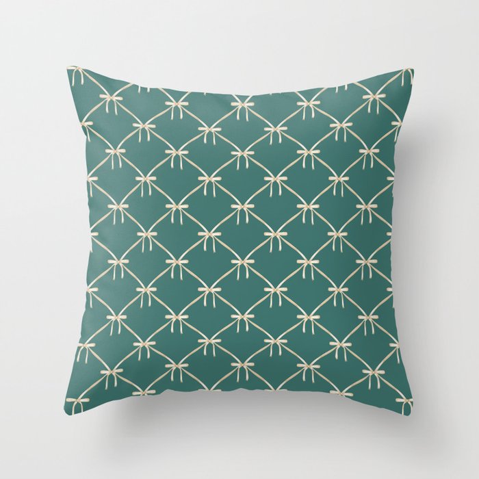 Bows & Ribbons Pattern XXXI Teal Green Throw Pillow Gallery Image 6