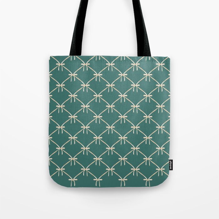 Bows & Ribbons Pattern XXXI Teal Green Tote Bag Gallery Image 1