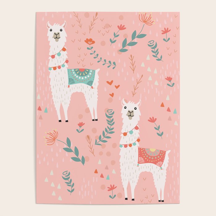 Lovely Llama on Pink Poster Gallery Image 4