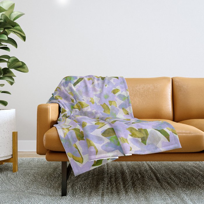 Lilac Watercolor Garden Throw Blanket Gallery Image 1