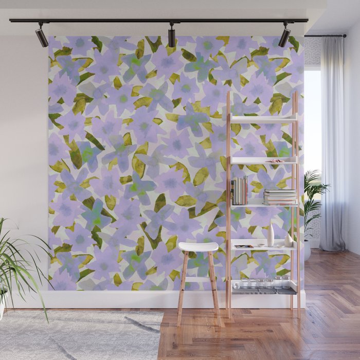 Lilac Watercolor Garden Wall Mural Gallery Image 1