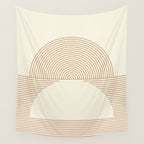 Geometric lines in Shades of Coffee and Latte 4 (Sunrise and Sunset) Wall Tapestry Gallery Image 4