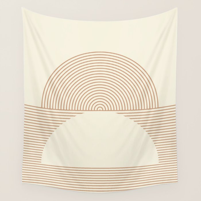 Geometric lines in Shades of Coffee and Latte 4 (Sunrise and Sunset) Wall Tapestry Gallery Image 4