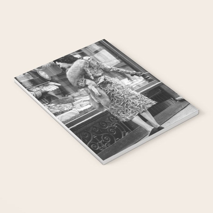 Woman with Cheetah, Phyllis Gordon, with her pet Kenyan cheetah, Paris, France black and white photo Notebook Gallery Image 3