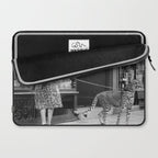 Woman with Cheetah, Phyllis Gordon, with her pet Kenyan cheetah, Paris, France black and white photo Laptop Sleeve Gallery Image 2
