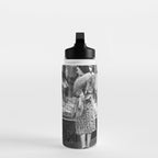 Woman with Cheetah, Phyllis Gordon, with her pet Kenyan cheetah, Paris, France black and white photo Water Bottle Gallery Image 3