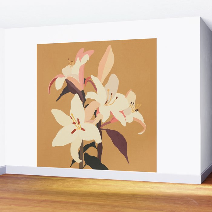 White Lilies Wall Mural Gallery Image 2