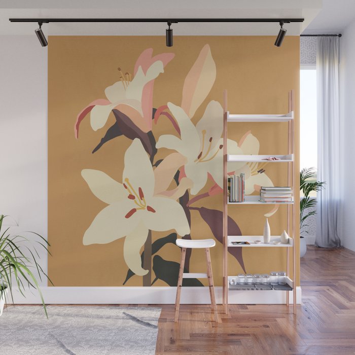 White Lilies Wall Mural Gallery Image 1