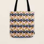 Mod Retro Floral Geometry in Navy Brown and Gold Tote Bag Gallery Image 1