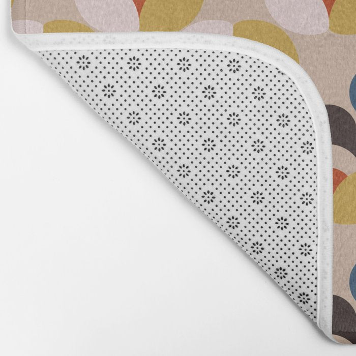 Mod Retro Floral Geometry in Navy Brown and Gold Bath Mat Gallery Image 2
