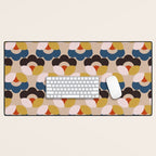 Mod Retro Floral Geometry in Navy Brown and Gold Desk Mat Gallery Image 1