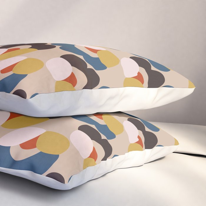 Mod Retro Floral Geometry in Navy Brown and Gold Pillow Sham Gallery Image 3