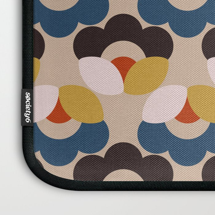 Mod Retro Floral Geometry in Navy Brown and Gold Laptop Sleeve Gallery Image 3