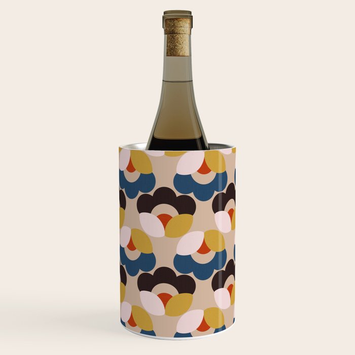 Mod Retro Floral Geometry in Navy Brown and Gold Wine Chiller Gallery Image 2