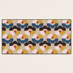 Mod Retro Floral Geometry in Navy Brown and Gold Desk Mat Gallery Image 3