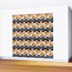Mod Retro Floral Geometry in Navy Brown and Gold Wall Mural Gallery Image 2