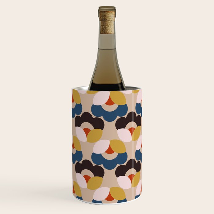 Mod Retro Floral Geometry in Navy Brown and Gold Wine Chiller Gallery Image 1