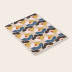Mod Retro Floral Geometry in Navy Brown and Gold Notebook Gallery Image 3