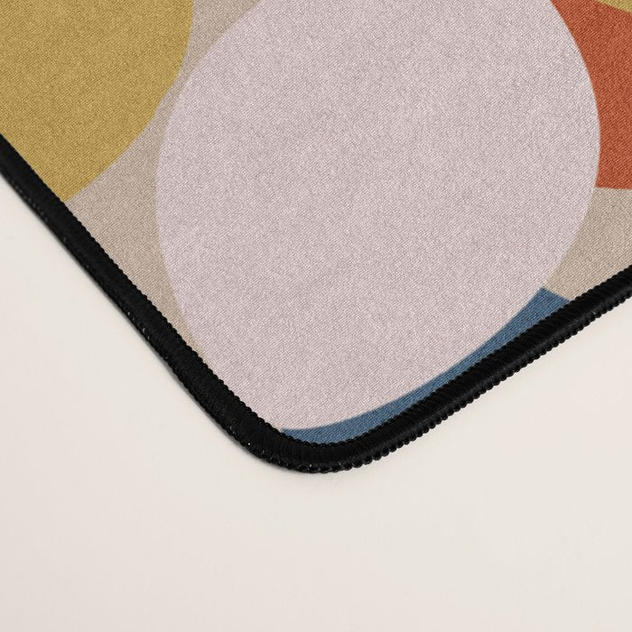 Mod Retro Floral Geometry in Navy Brown and Gold Desk Mat Gallery Image 4