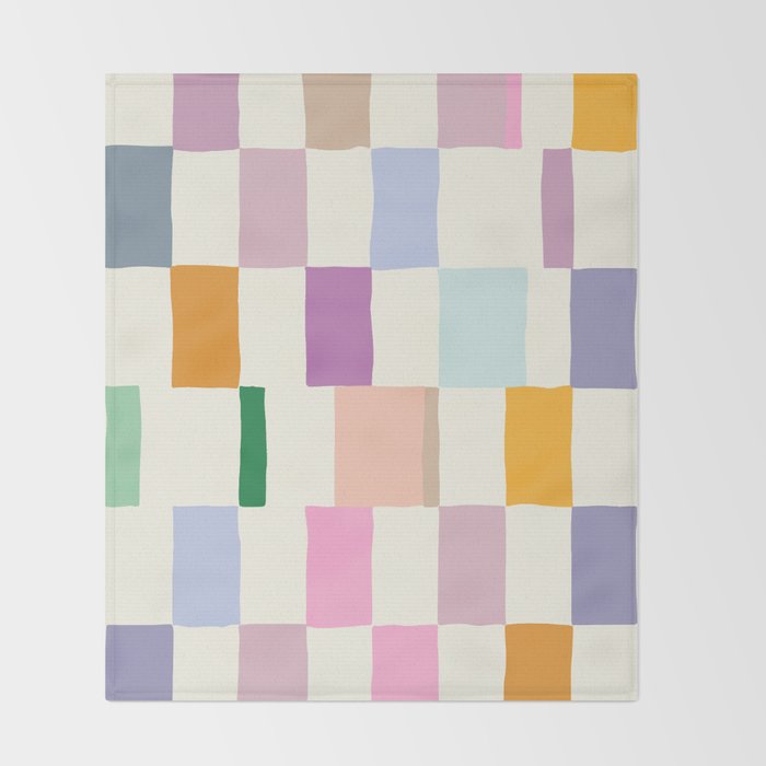 Summer check handdrawn Throw Blanket Gallery Image 2