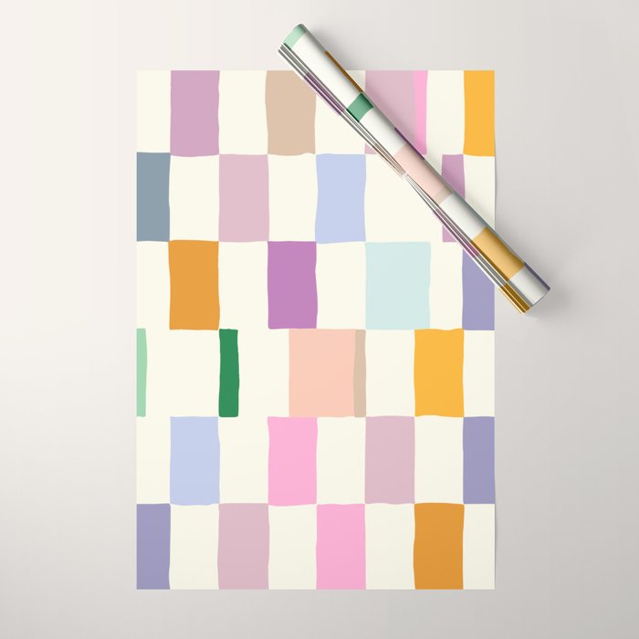 Summer check handdrawn Wrapping Paper Gallery Image 1