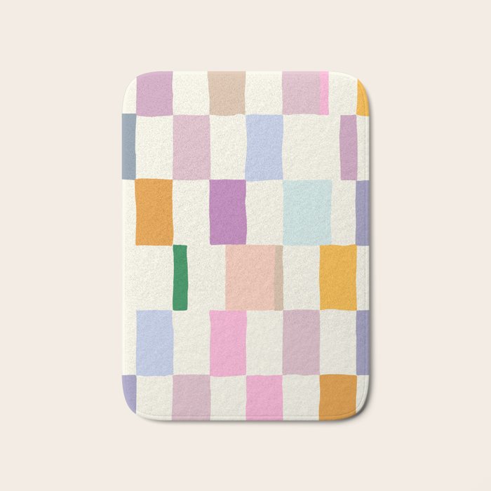 Summer check handdrawn Bath Mat Gallery Image 1