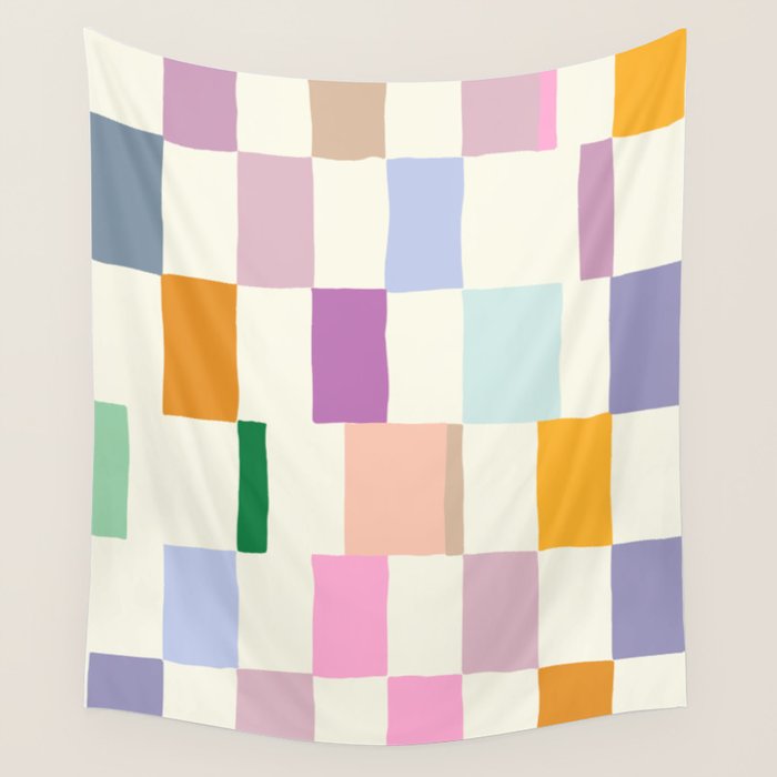 Summer check handdrawn Wall Tapestry Gallery Image 4