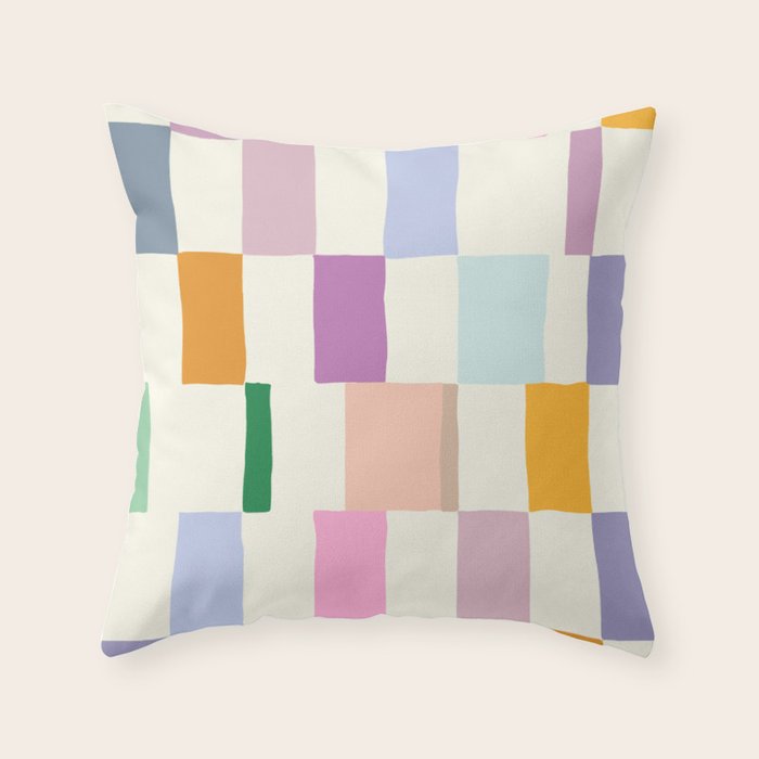 Summer check handdrawn Throw Pillow Gallery Image 6
