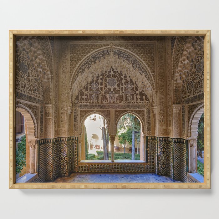 Lindaraja oriel. The Alhambra palace. Granada. Spain. Medium format, Film Serving Tray Gallery Image 1