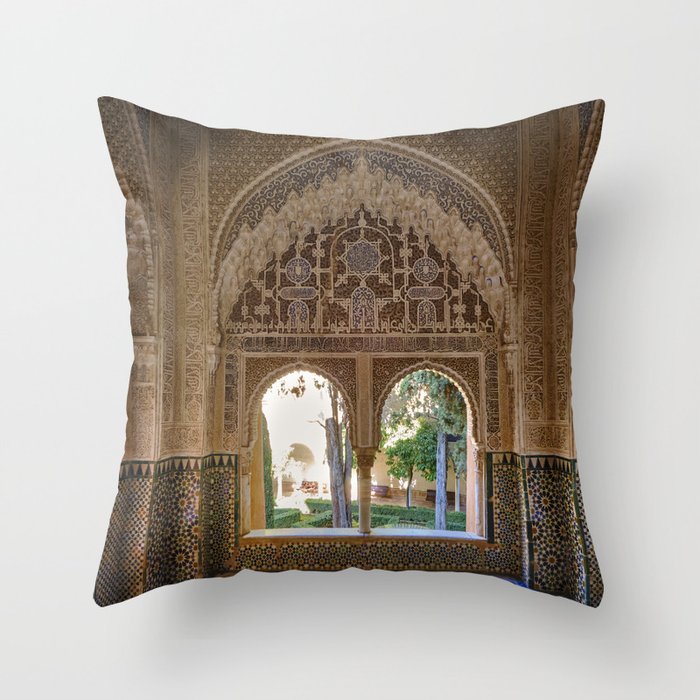 Lindaraja oriel. The Alhambra palace. Granada. Spain. Medium format, Film Throw Pillow Gallery Image 6